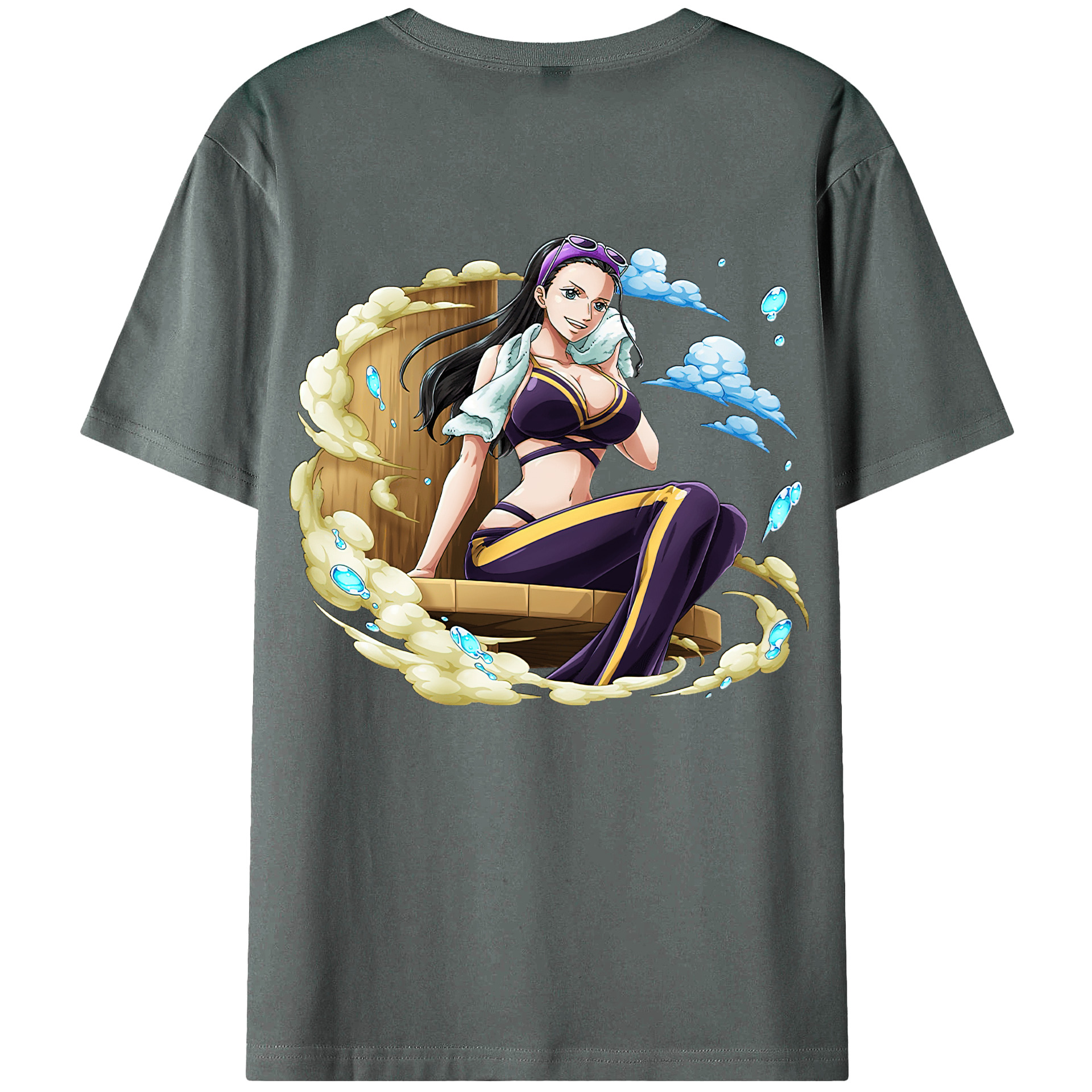 ワンピース ニコ・ロビン ONE PIECE Nico Robin 綿100％ メンズ半袖Tシャツ（バックプリント） 通気性